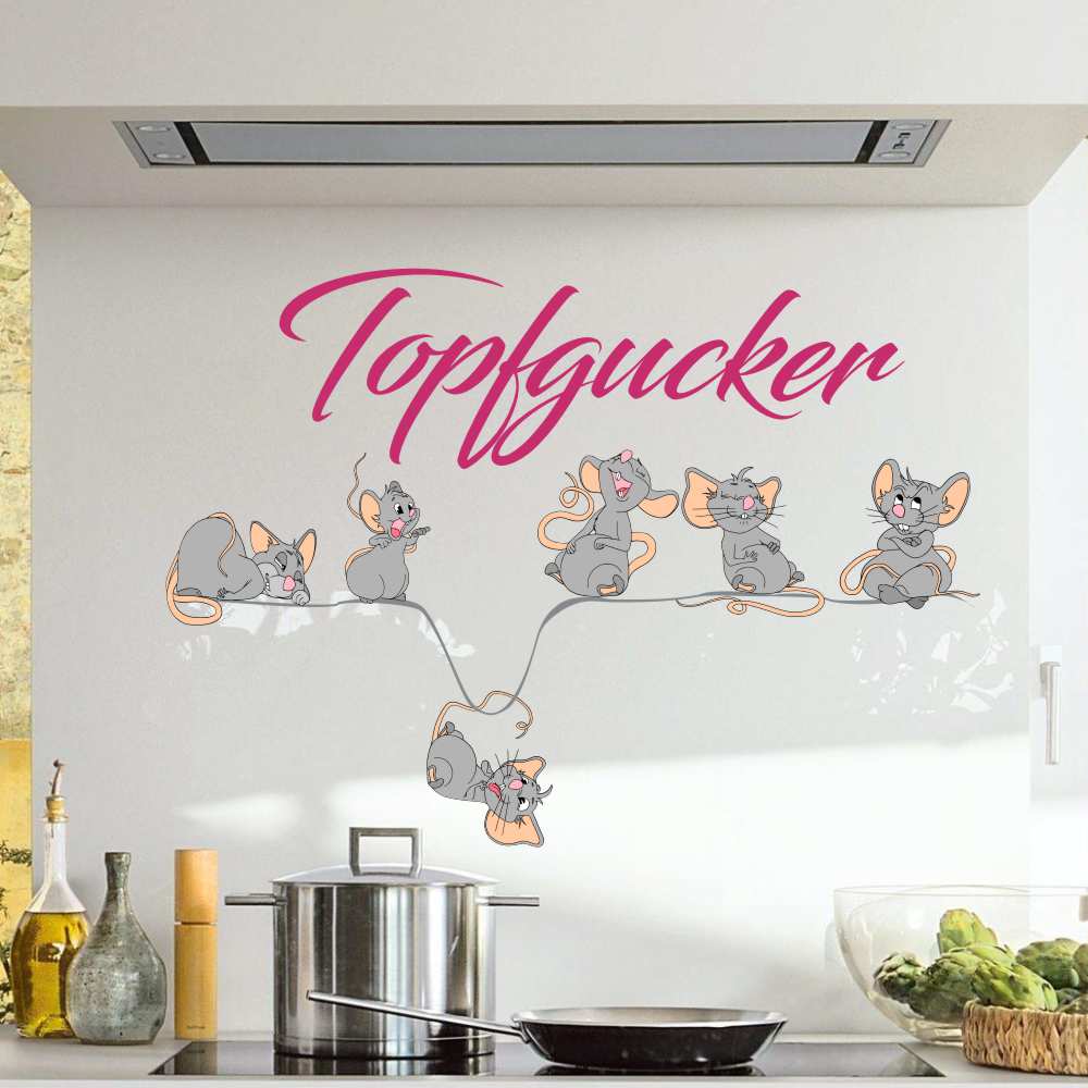 Topfgucker Mäuse Küchen Wandtattoo