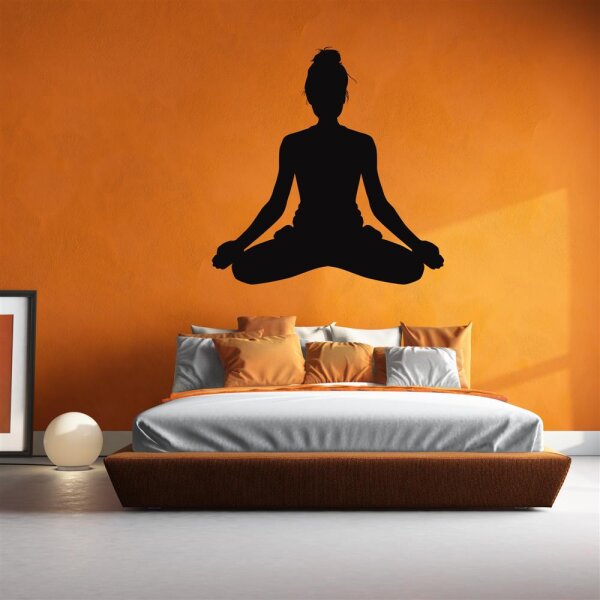 Yoga Wandaufkleber  Wandtattoo Frau im Lotus Sitz