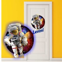 Aufkleber Astronaut Kinderzimmer mit Wunschname T&uuml;raufkleber