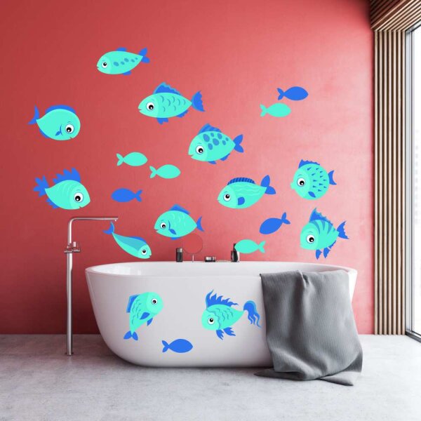 Aufkleber Fische blau Unterwasserwelt Sticker