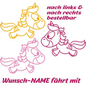 Autoaufkleber Einhorn mit Wunschtext