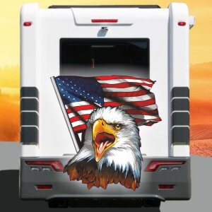 Autoaufkleber Weißkopf Seeadler USA Flagge