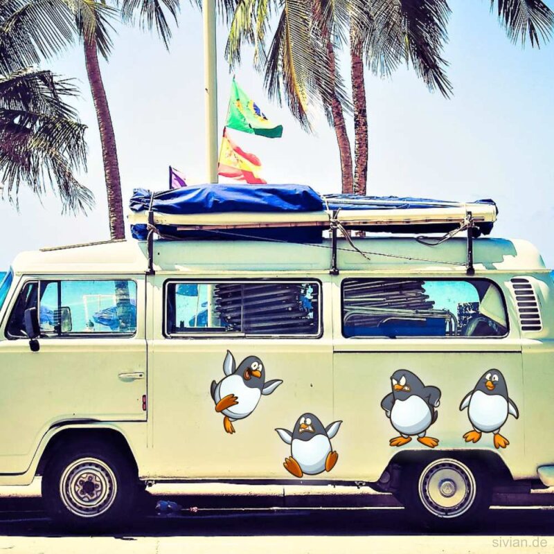 Pinguine 4er Set mit Schutzlaminat