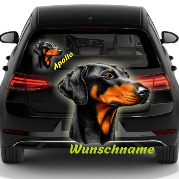 Dobermann Aufkleber Hund mit Wunschname