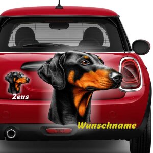 Dobermann Aufkleber Hund mit Wunschname