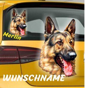 Deutscher Schäferhund Aufkleber mit Wunschname