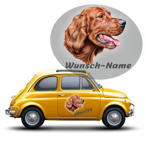 Irish Setter Aufkleber mit Wunschname