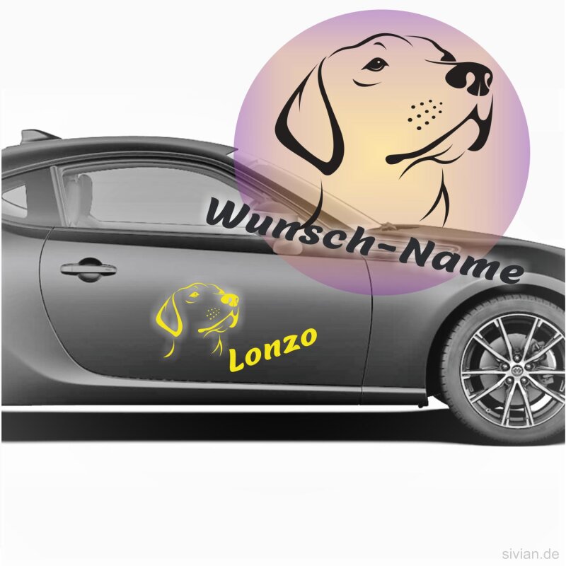 Autoaufkleber Labrador Hund mit Wunschname