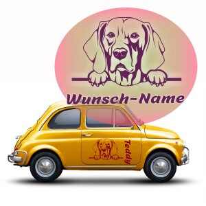 Weimaraner Aufkleber mit Wunschname