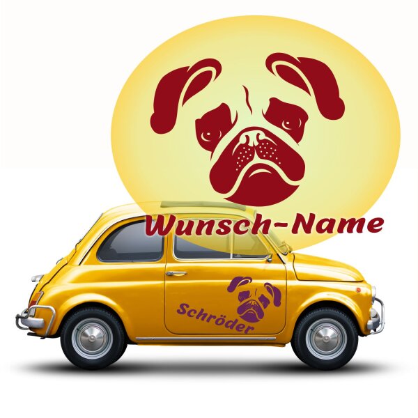 Mops Autoaufkleber mit Wunschname