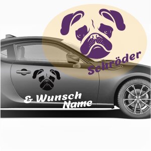 Mops Autoaufkleber mit Wunschname