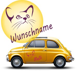 Autoaufkleber Katzengesicht mit Wunschname