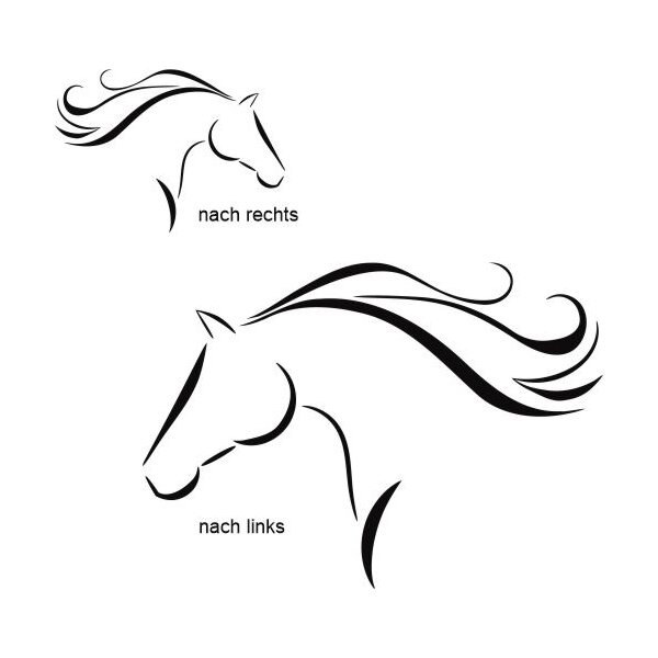 Pferde Silhouette Aufkleber 50 cm x 35 cm-schwarz-nach rechts guckend