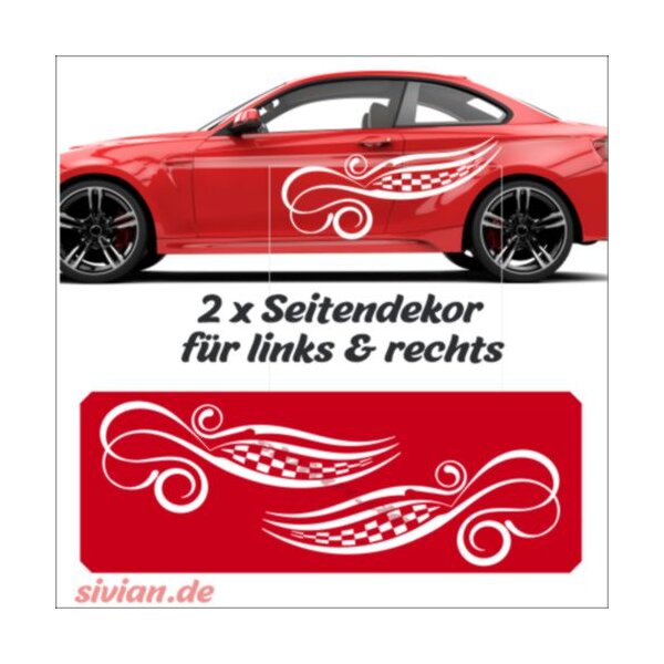 Autoaufkleber Seiten Dekor Racing Rennflagge Ranke
