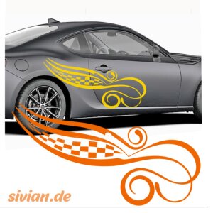 Autoaufkleber Seiten Dekor Racing Rennflagge Ranke
