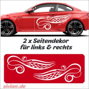 Autoaufkleber Seiten Dekor Racing Rennflagge Ranke